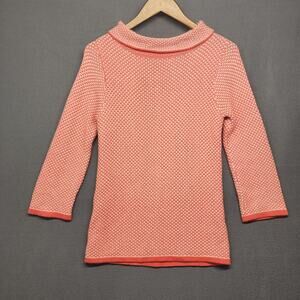 Boden Womens Sweater 4 Small Orange Wool Cotton Textured Knit Pullover Preppy